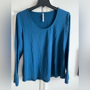 Women's Blue Long Sleeve sleep Top- Soma- M